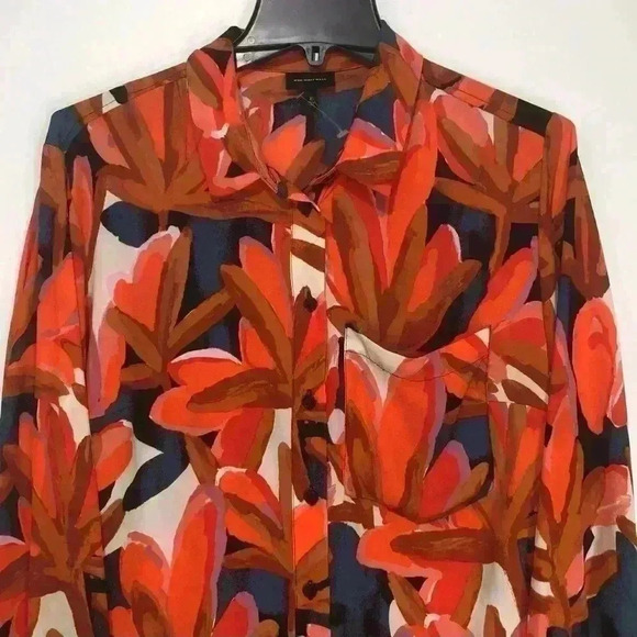 Who What Wear Floral Tropical Career Business Button Up Long Sleeve Blouse Sz 1X - Picture 2 of 11